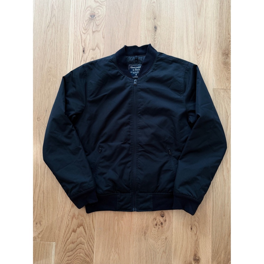 Abercrombie & Fitch Men's Traveler Bomber Zip-Up Jacket Black MED